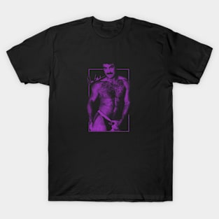 Tom Selleck 80s aesthetic Vintage Look Purple T-Shirt